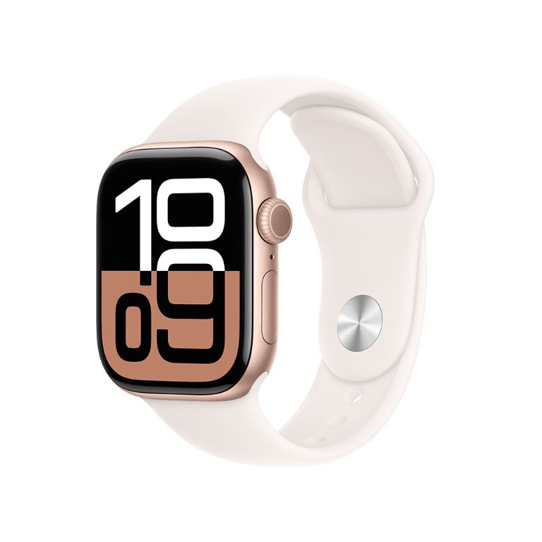 Apple Watch S10 46mm GPS 玫瑰金色 橡膠錶帶 M/L