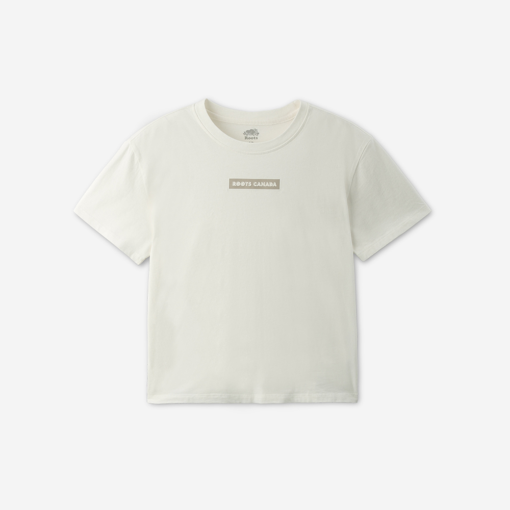 Roots女裝-ROOTS BOX LOGO短袖T恤(白色)-XXS