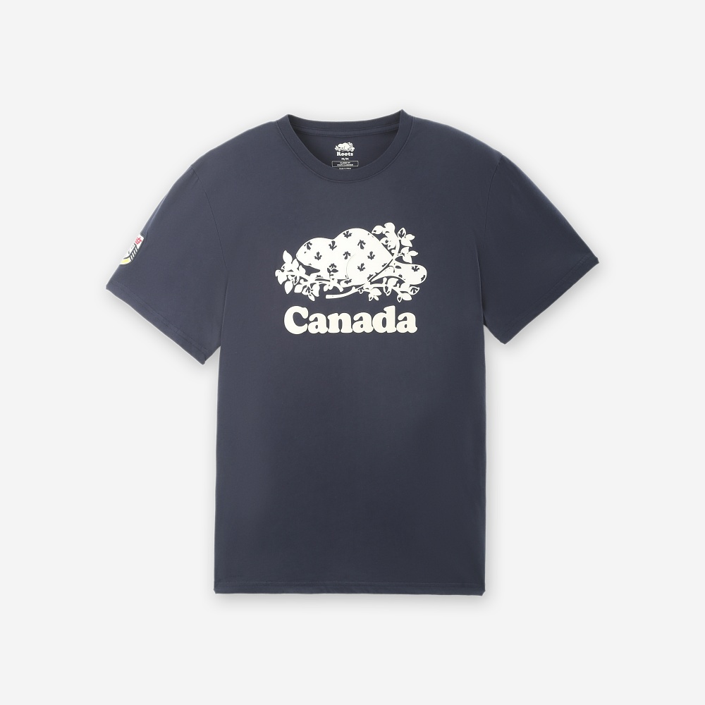 Roots 男裝- CANADA COOPER 短袖上衣(軍藍色)-S