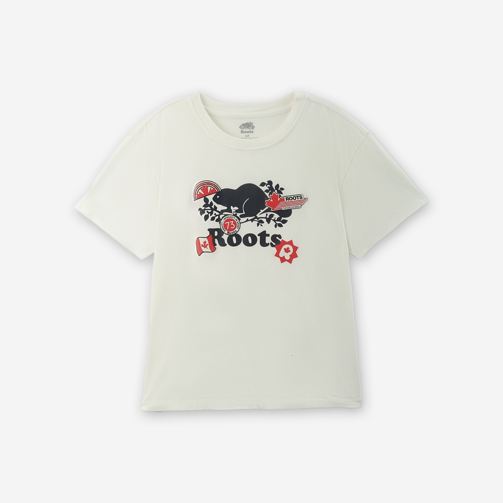 Roots 女裝- CANADA PATCH短袖T恤(米白色)-S