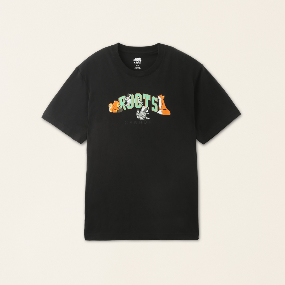 Roots 男裝- ROOTS PIXEL ANIMAL 短袖上衣(黑色)-S