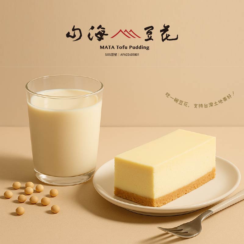 獨家聯名預購【深夜裡的法國手工甜點x山海豆花】北海道豆乳重乳酪蛋糕