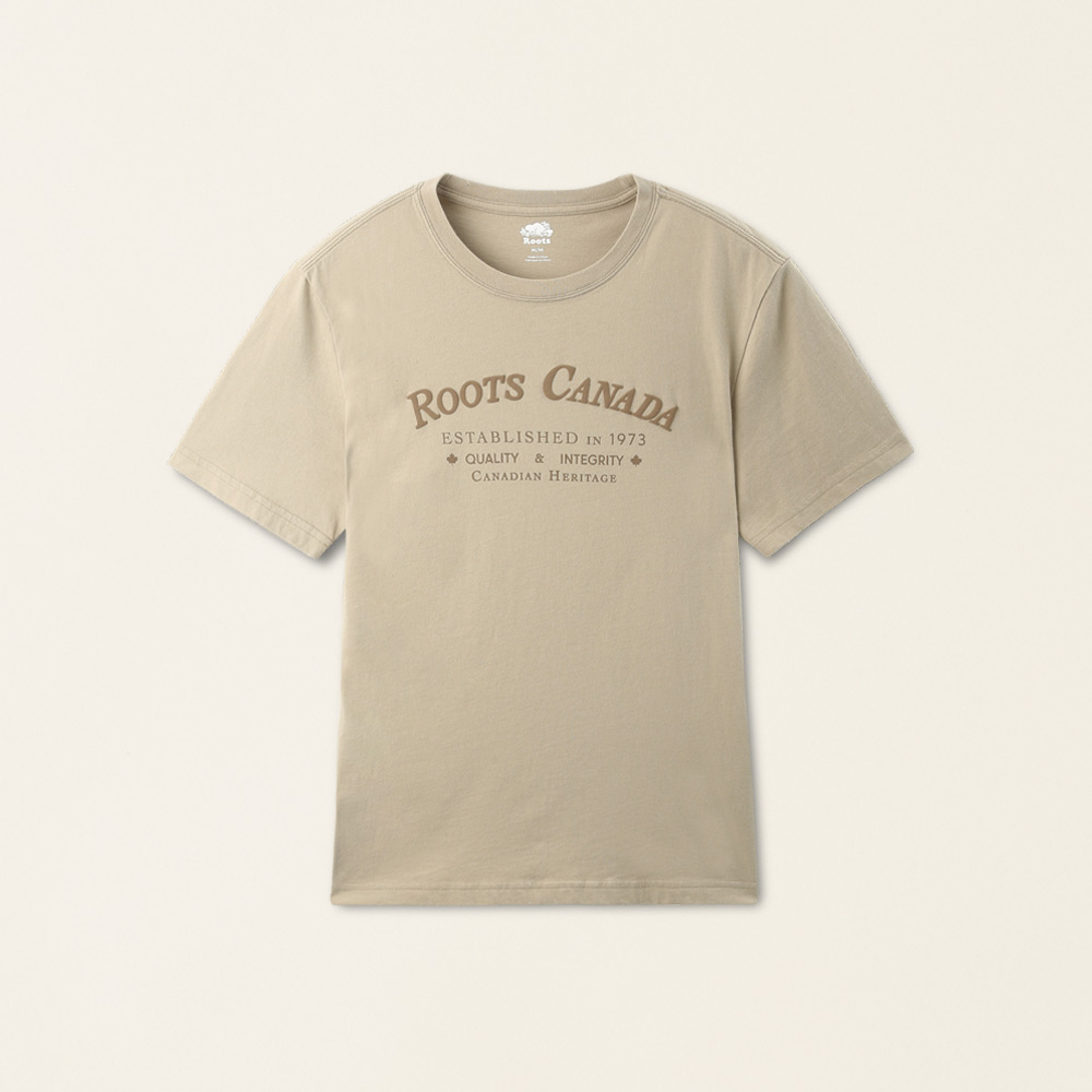 Roots 男裝- ESSENTIAL修身版短袖T恤(沙棕色)-L