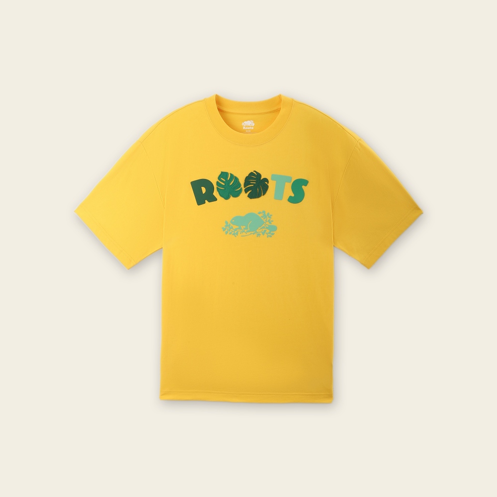 Roots 男裝- NATURE BEAVER寬版短袖T恤(檸檬黃)-XS