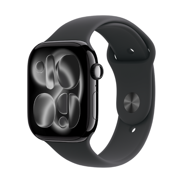 Apple Watch S11 46mm 曜石黑鋁金屬配黑運動型錶帶S/M MEUW4