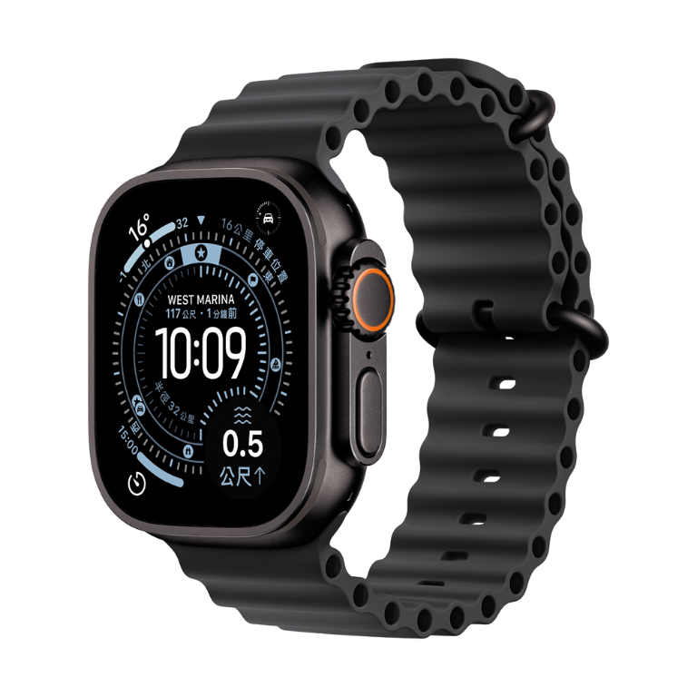 Apple Watch Ultra 3 黑色鈦金屬 配黑色海洋錶帶 MF0J4