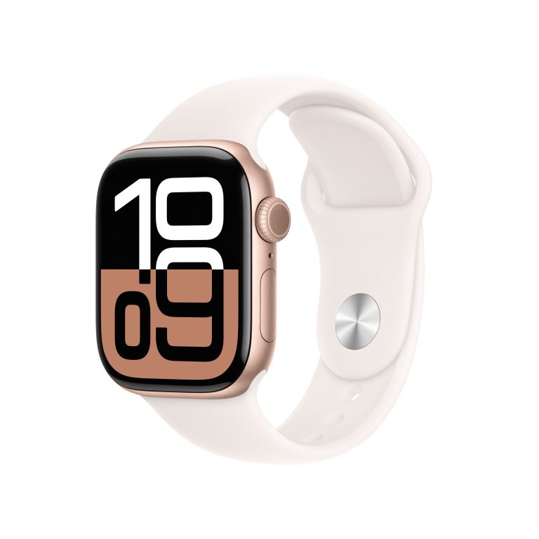 Apple Watch S10 42mm 行動網路 玫瑰金鋁金屬配運動錶帶M/L MWXA3