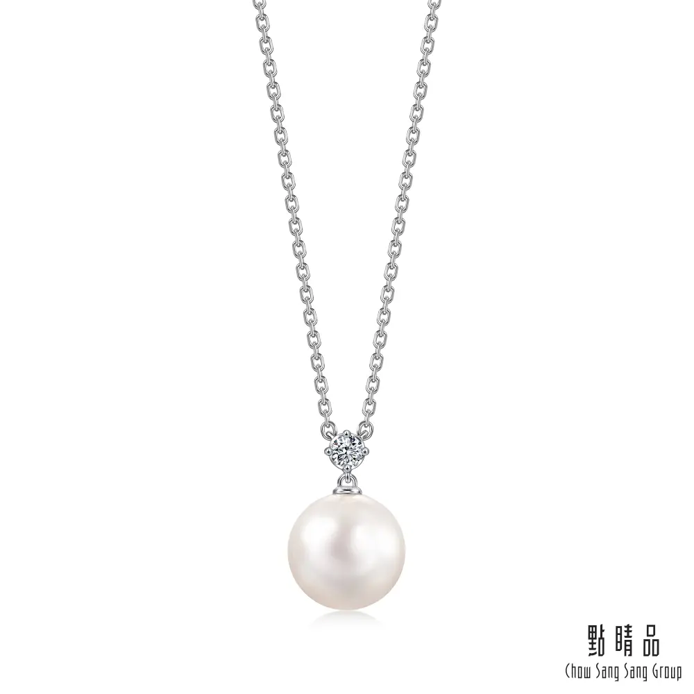 點睛品 La Pelle 日本Akoya珍珠 18K金鑽石項鍊