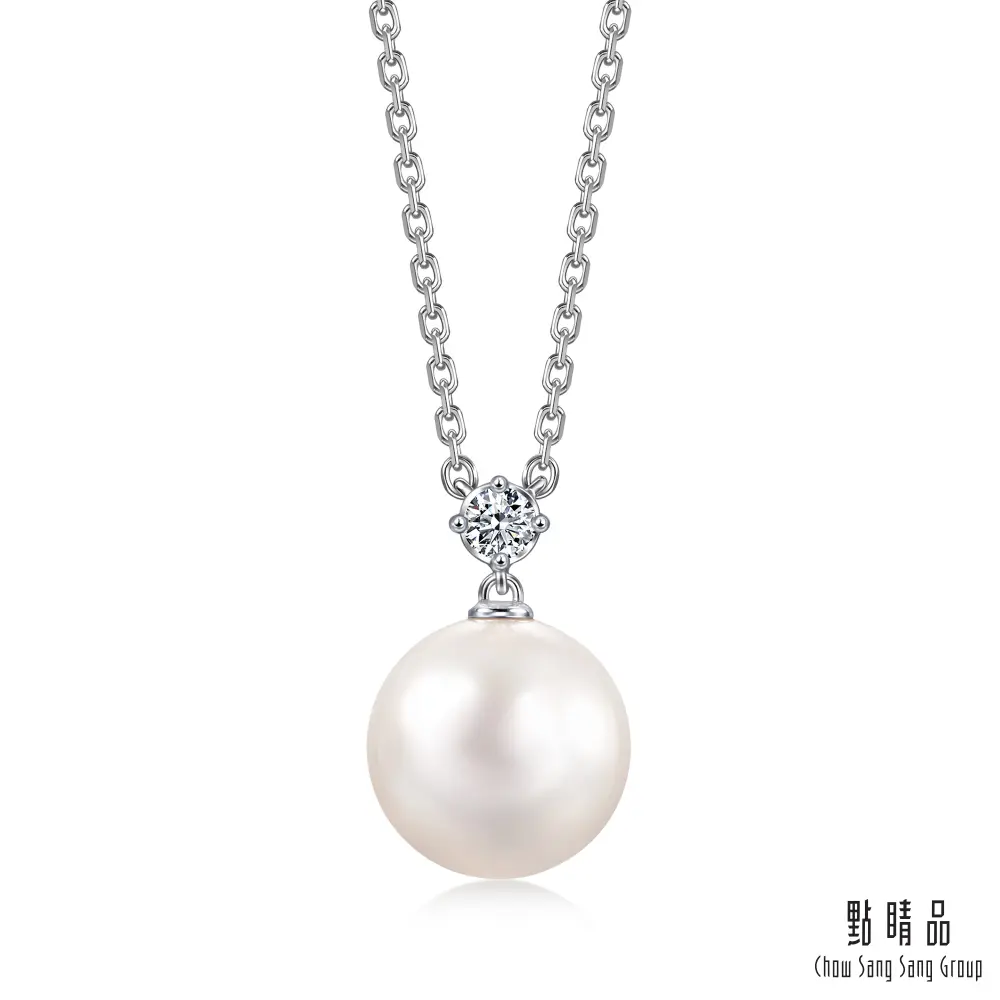 點睛品 La Pelle 日本Akoya珍珠 18K金鑽石項鍊