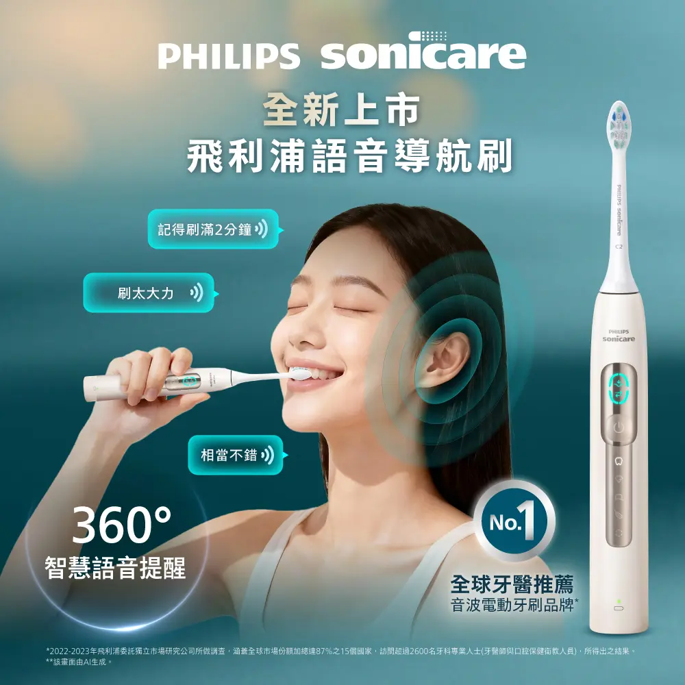 好禮加贈【Philips飛利浦】Sonicare語音導航音波電動牙刷-晨光杏HX5682