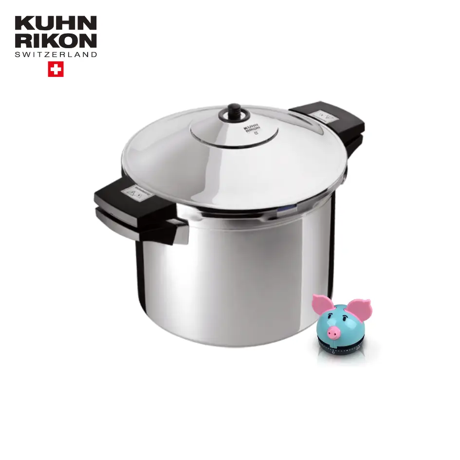 KUHN RIKON瑞士壓力鍋8L+粉彩豬計時器