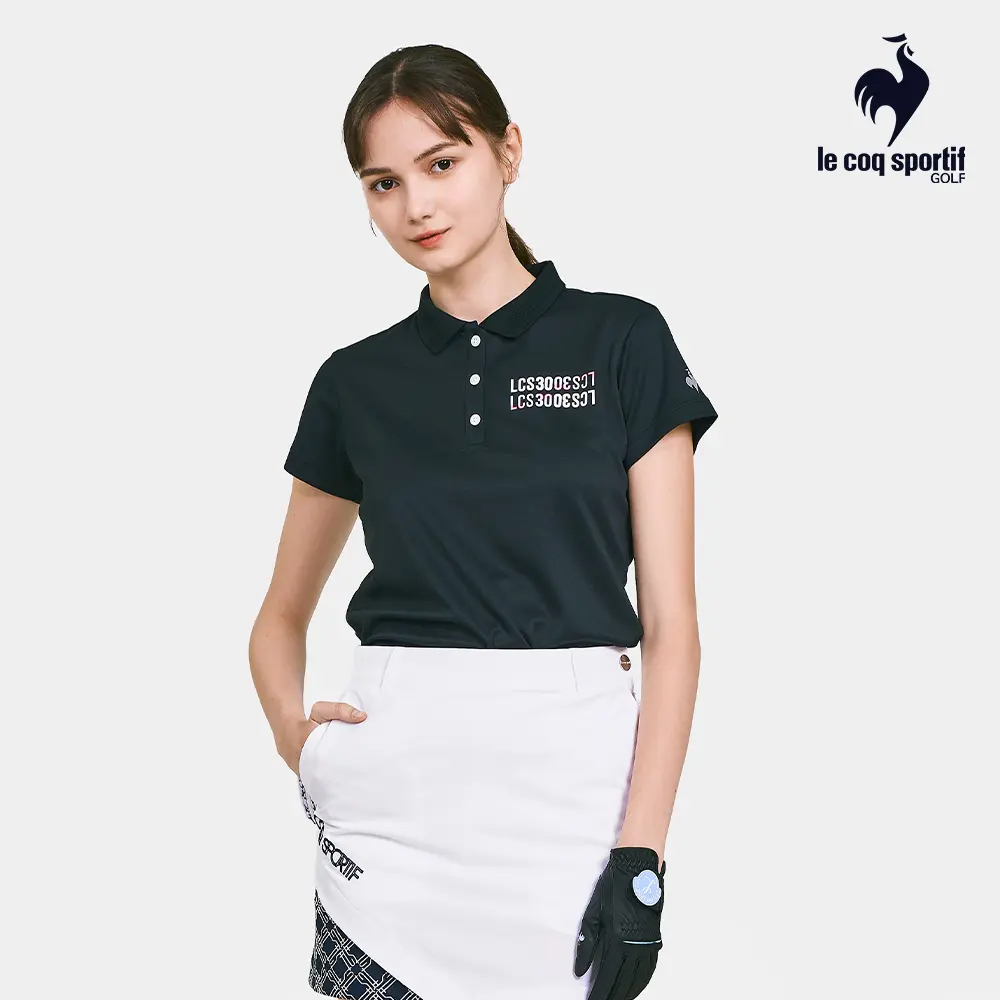 【LE COQ SPORTIF GOLF】女款黑色30週年紀念款短袖POLO衫-L