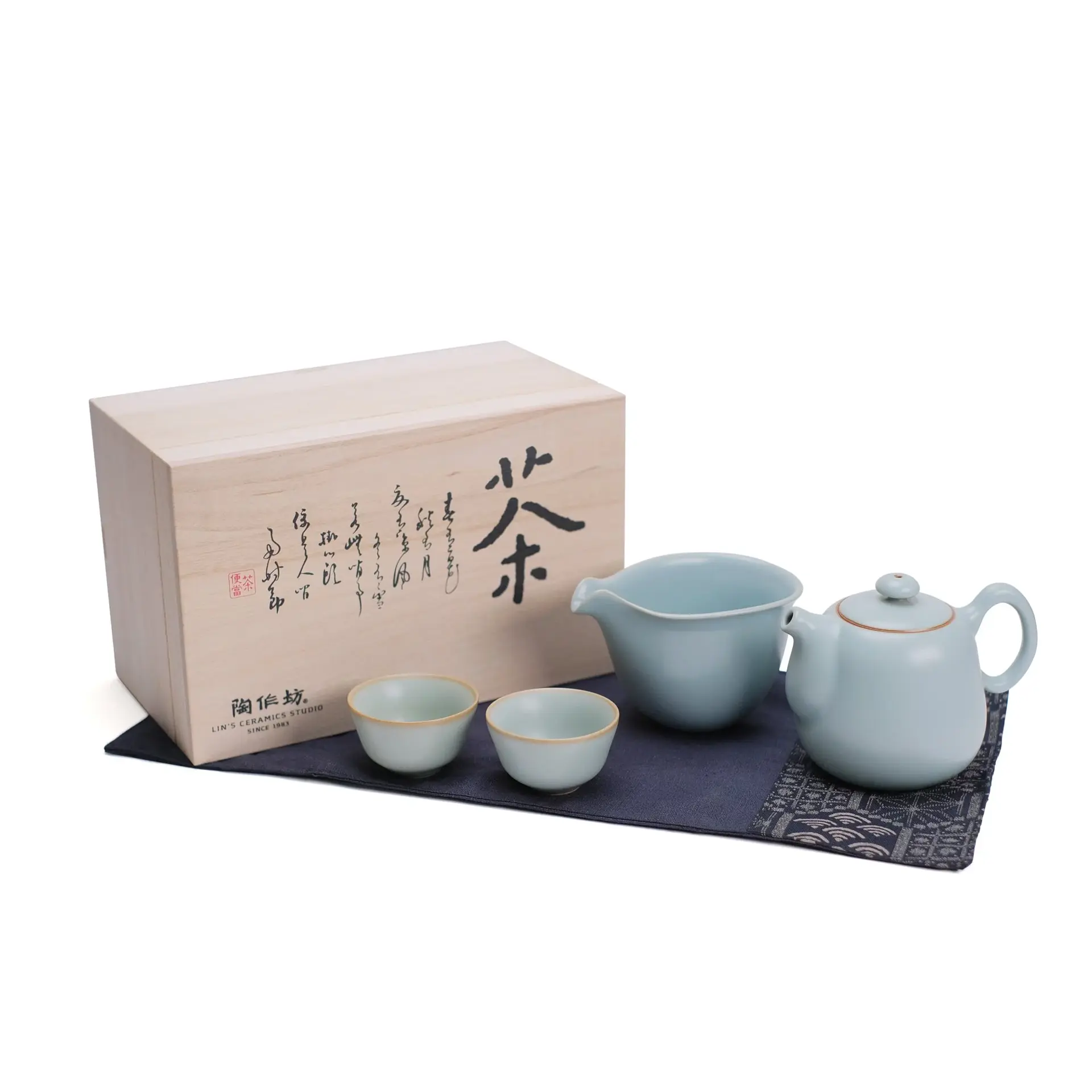 【中港陶作坊】茶旅行 木茶便當 粉青滿足壺海杯組
