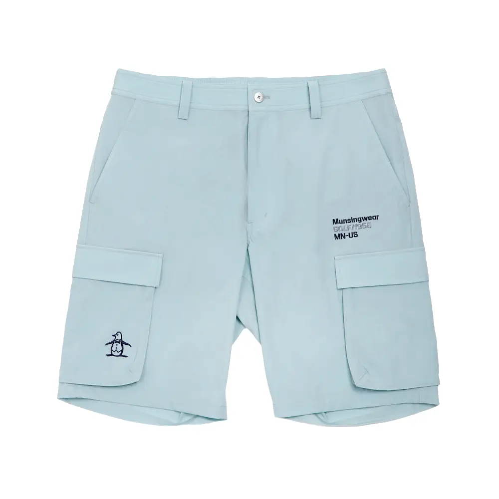 【Munsingwear】男款淺藍色大口袋休閒百搭短褲-4L