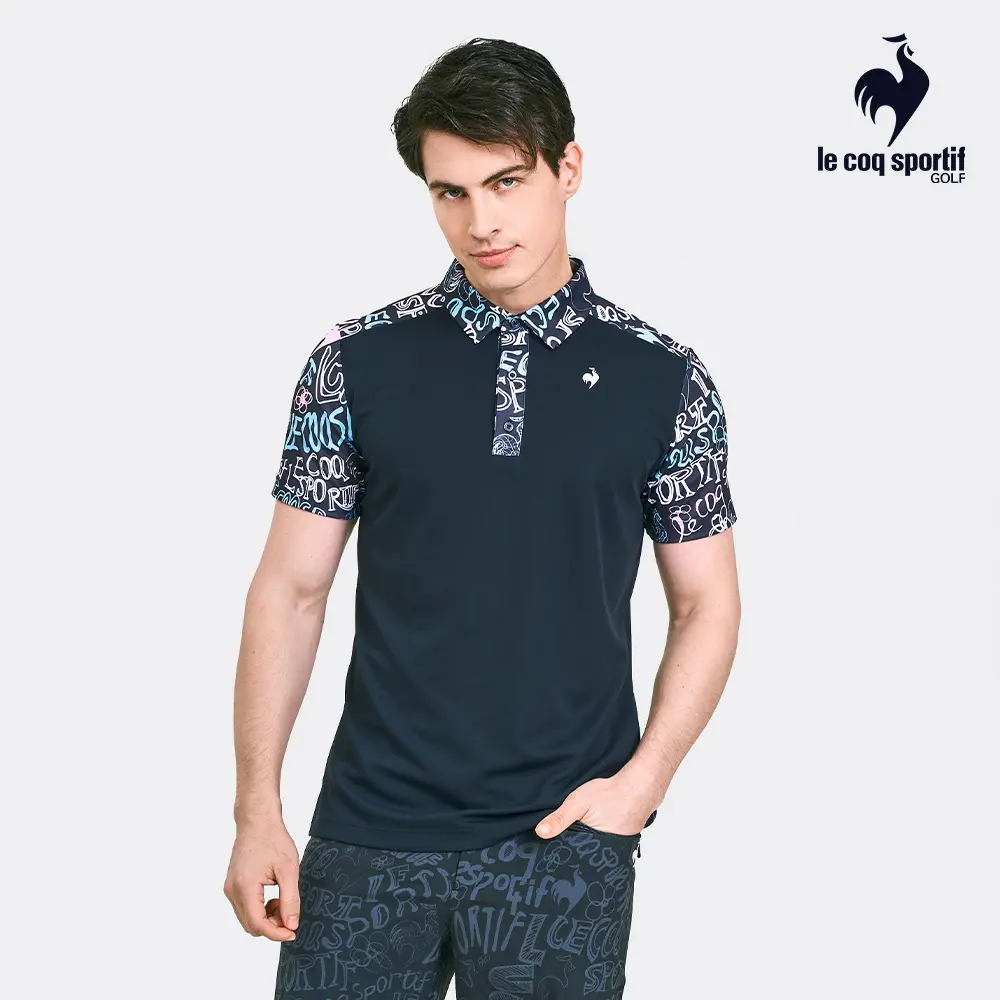 【LE COQ SPORTIF GOLF】男款黑色設計師聯名短袖POLO衫-M