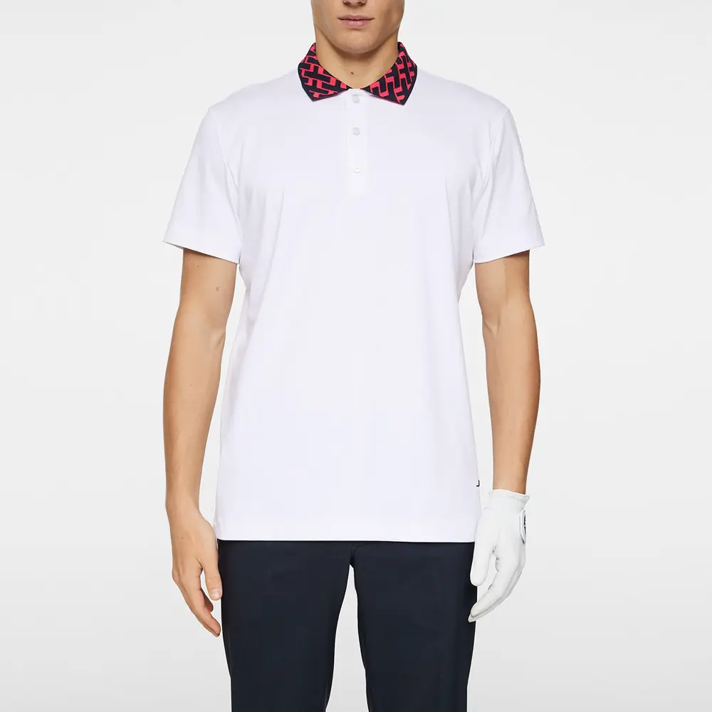 【J.LINDEBERG】幾何LOGO機能Polo-JL白-L