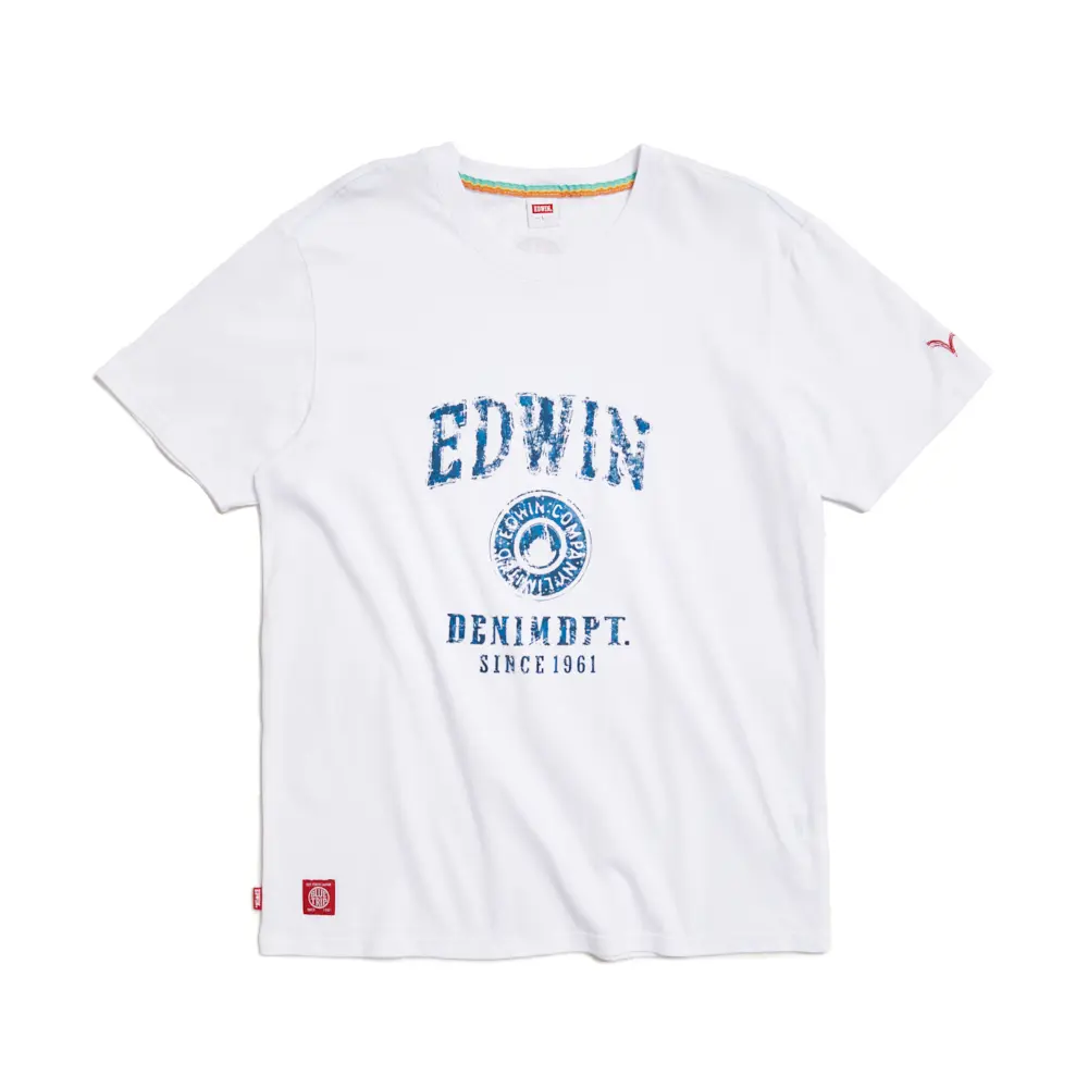 【EDWIN】大力釦印花短袖T恤(白色)-男裝-L