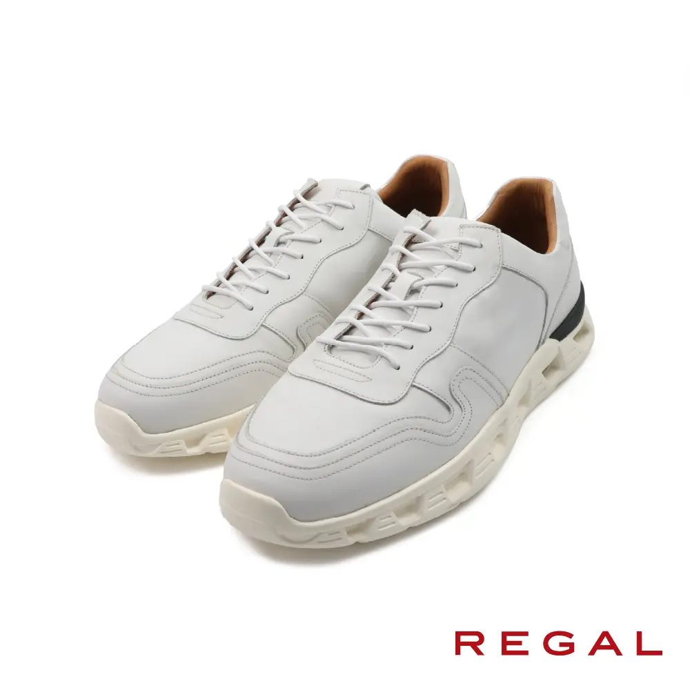 【REGAL】日本麂皮氣墊造型運動休閒鞋 白色-43
