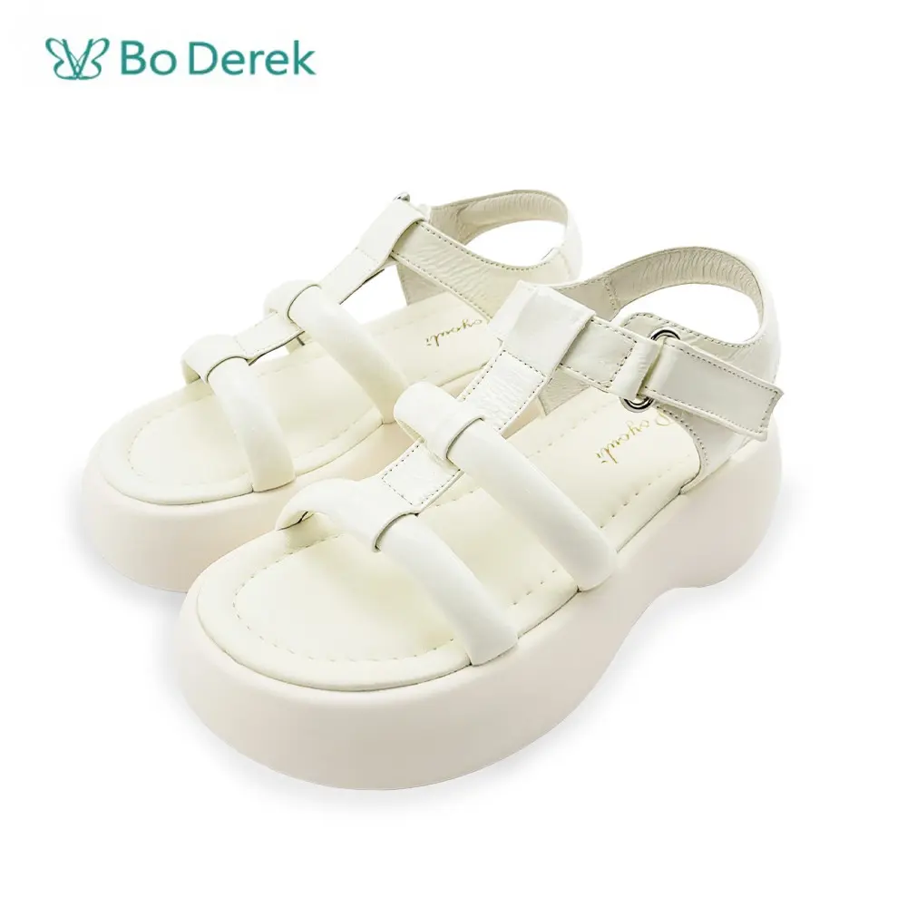 【BO DEREK】簡約羅馬厚底涼鞋-米白-39