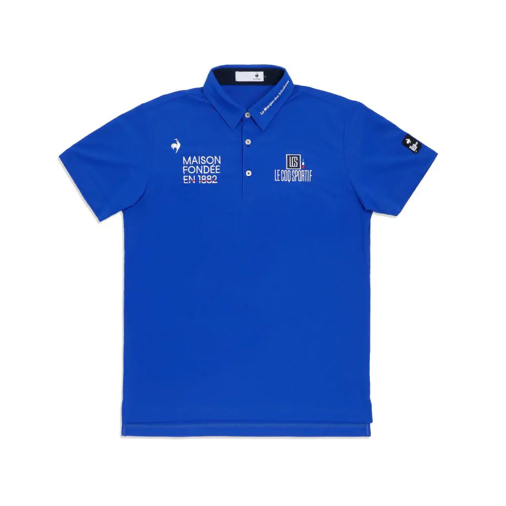 【LE COQ SPORTIF GOLF】男款寶藍色簡約運動風格短袖POLO衫-M