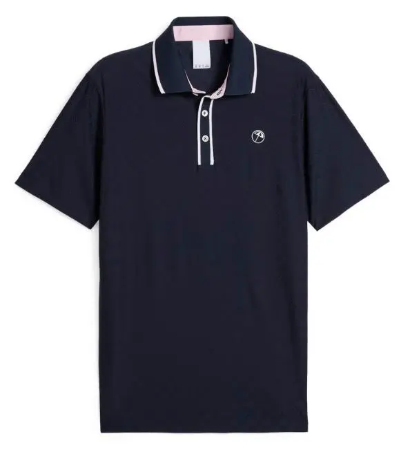【PUMA GOLF】AP鑲邊緹花短袖Polo衫(男)-藍,S