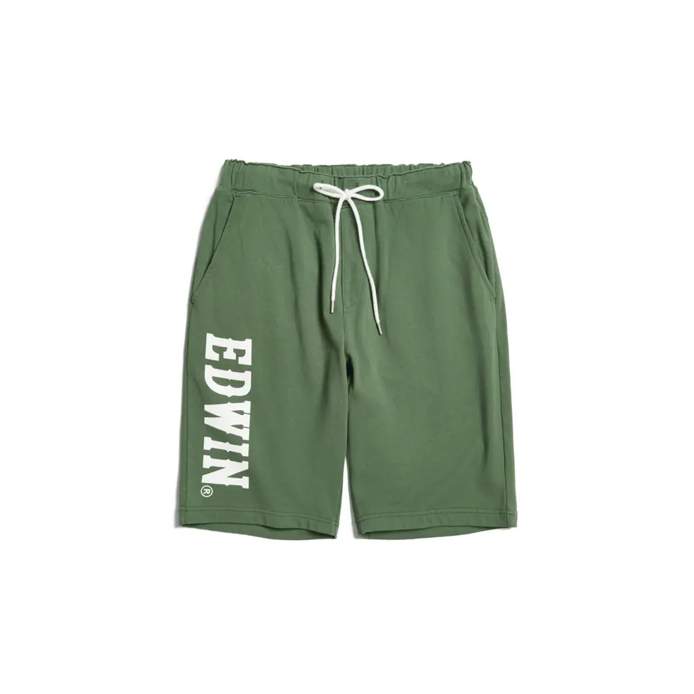 EDWIN-純棉運動休閒短褲-橄欖綠,XL