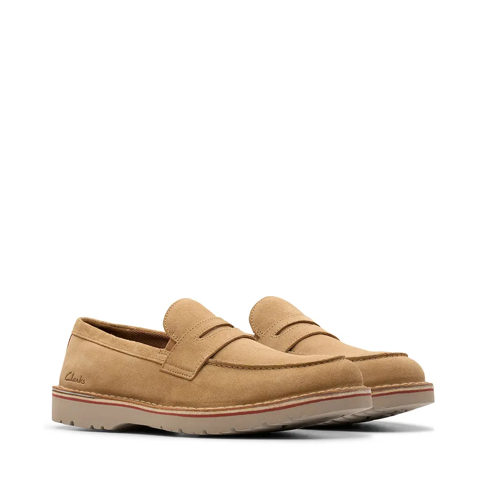 【Clarks】輕量寬楦傳統縫線樂福便士鞋 (淺棕色)-UK 9