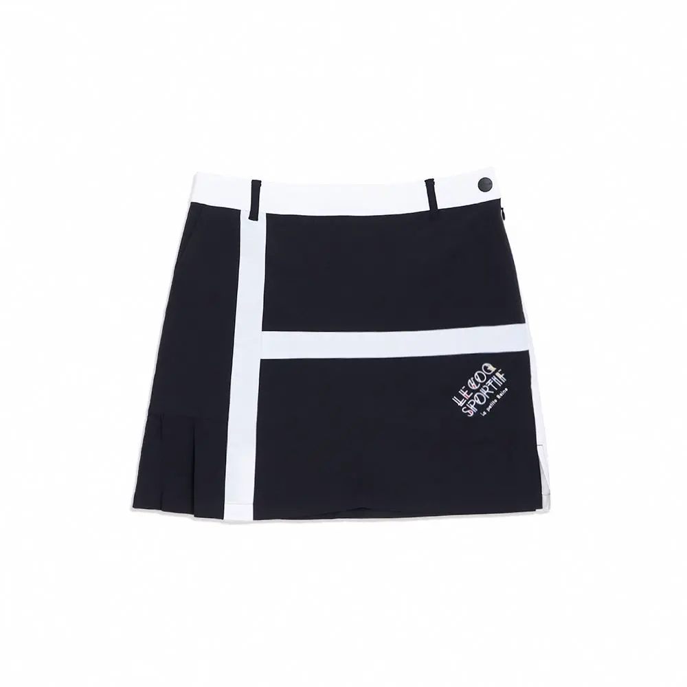 【LE COQ SPORTIF GOLF】女款黑色輕盈防潑水內搭褲設計短裙-M