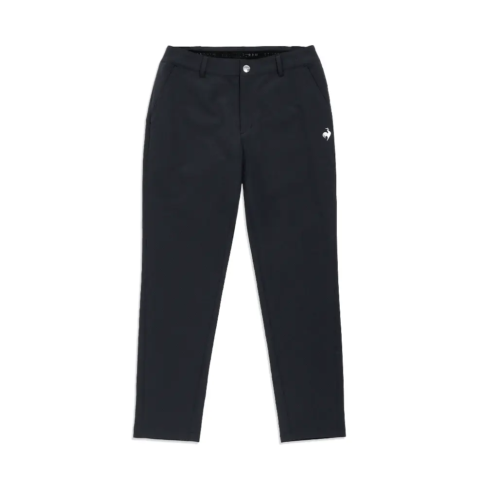 【LE COQ SPORTIF GOLF】女款黑色防曬降溫簡潔剪裁九分長褲-L
