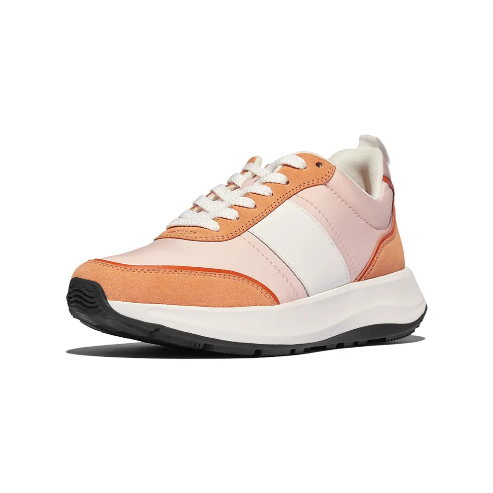 fitflop 布料/麂皮/皮革厚底休閒鞋-桃色/黏土粉紅混色-US 6.5
