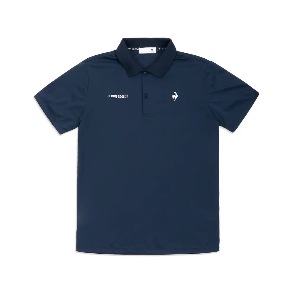 【LE COQ SPORTIF GOLF】男款深藍色防污防曬透氣短袖POLO衫-LL