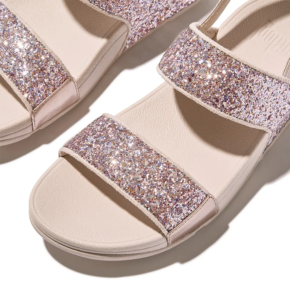 fitflop LULU 多色調亮片後帶涼鞋-裸粉玫瑰混色-US 8