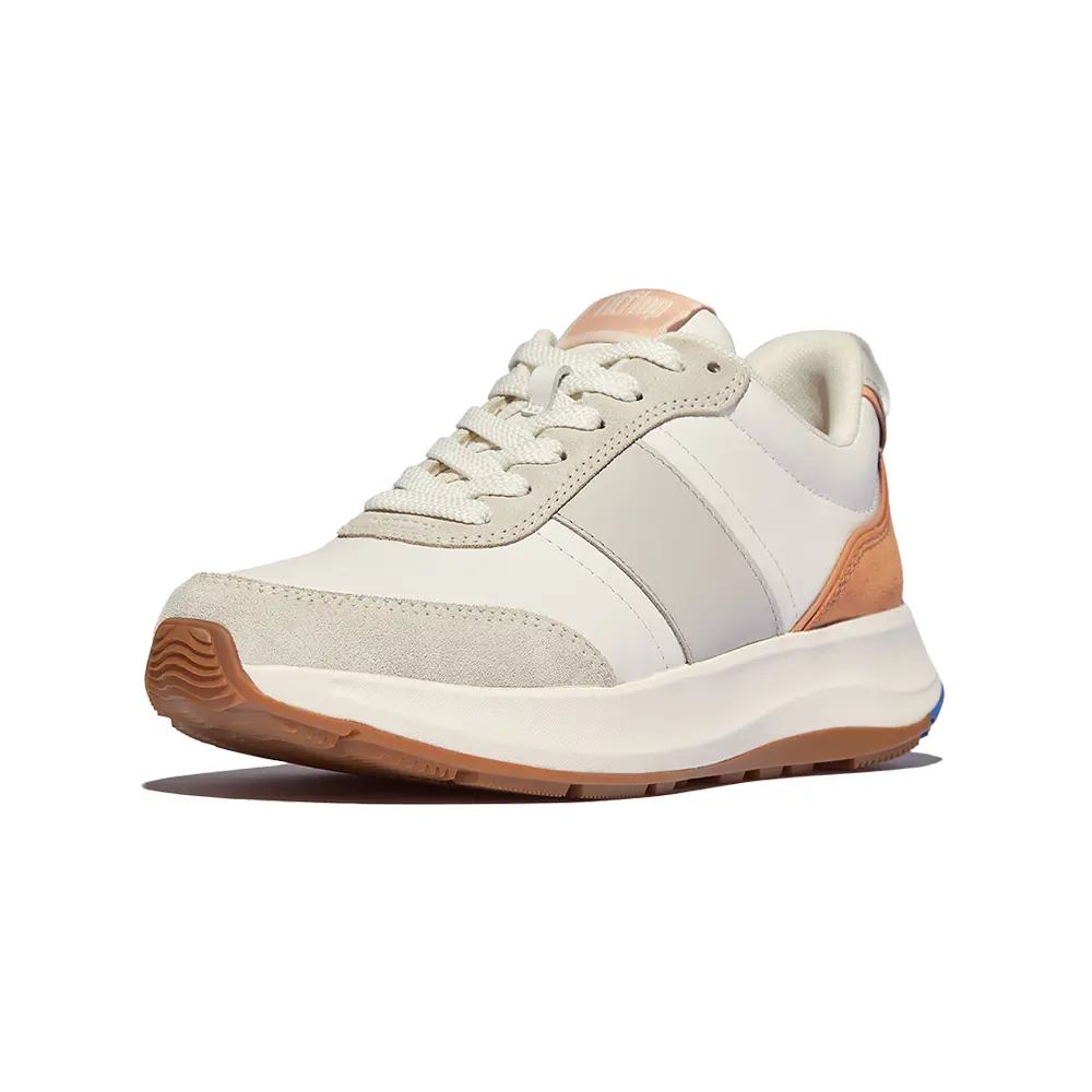 fitflop F-MODE FLOW 皮革/麂皮/厚底休閒鞋-桃色/法國藍混色-US 6