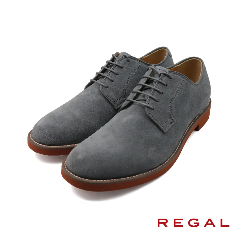 【REGAL】日本品牌質感絨面綁帶休閒德比鞋 灰色-US8.5(27cm)