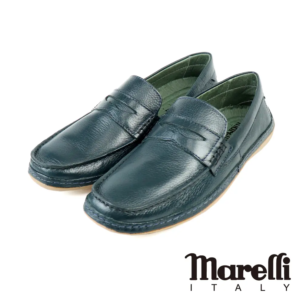 【marelli】荔枝紋輕量便士樂福鞋 海軍藍-43