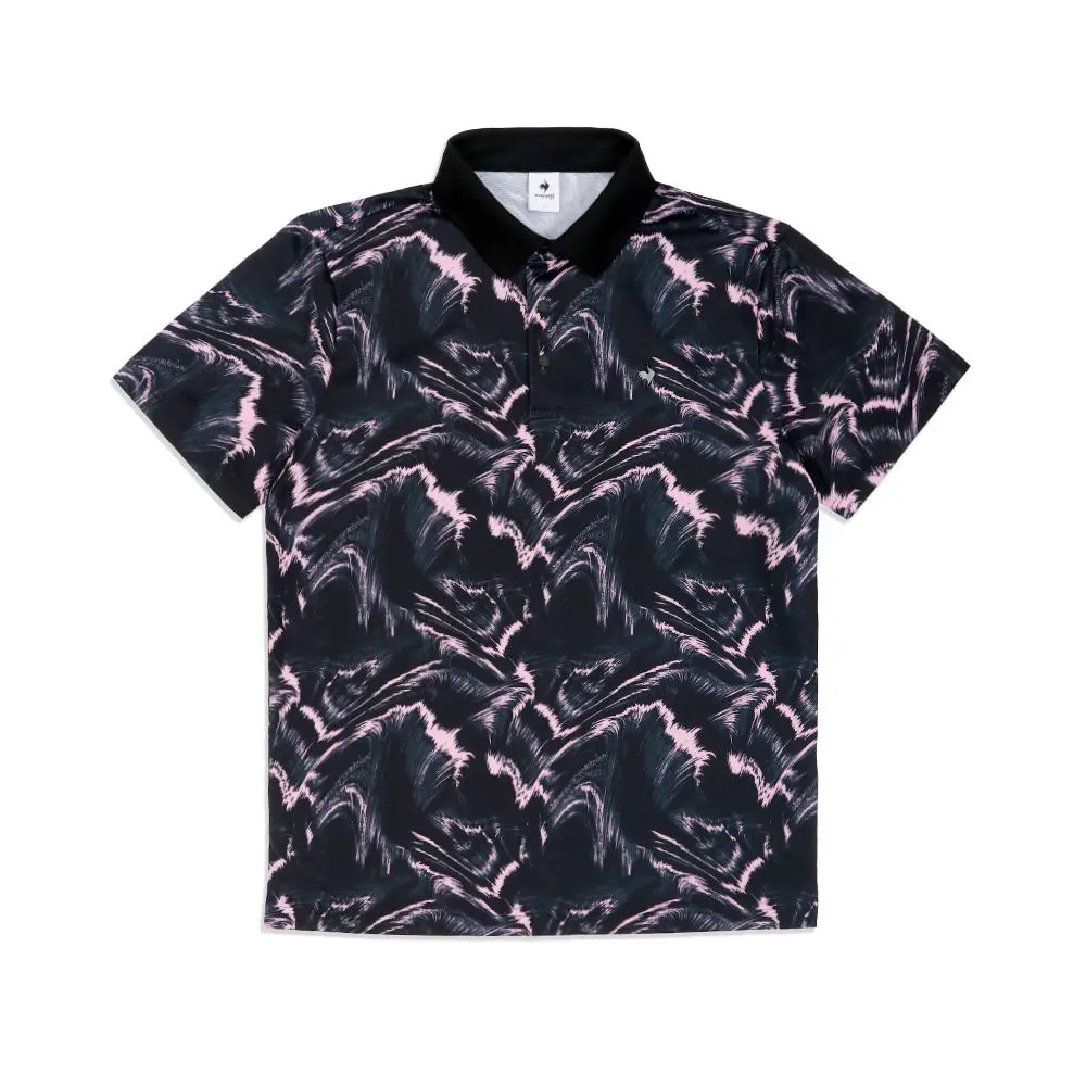 【LE COQ SPORTIF GOLF】男款粉紅色吸濕印花翻領短袖POLO衫-LL
