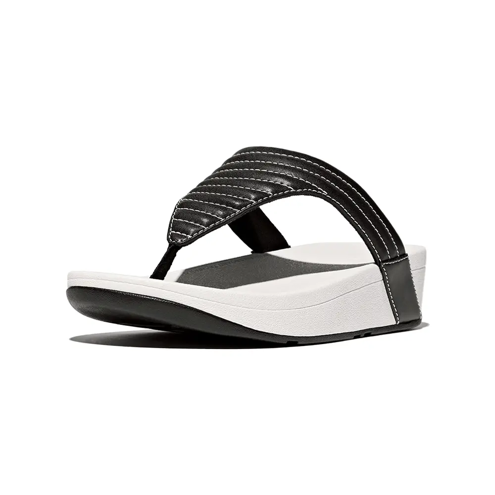[fitflop]LOTTIE 撞色縫線軟墊夾腳涼鞋-黑色-US 9