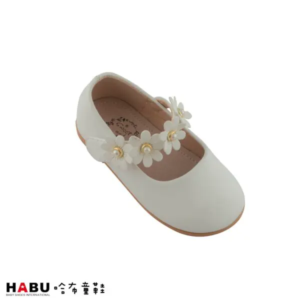 台中店-HABU-小珍珠花朵繫帶娃娃鞋(白)-28