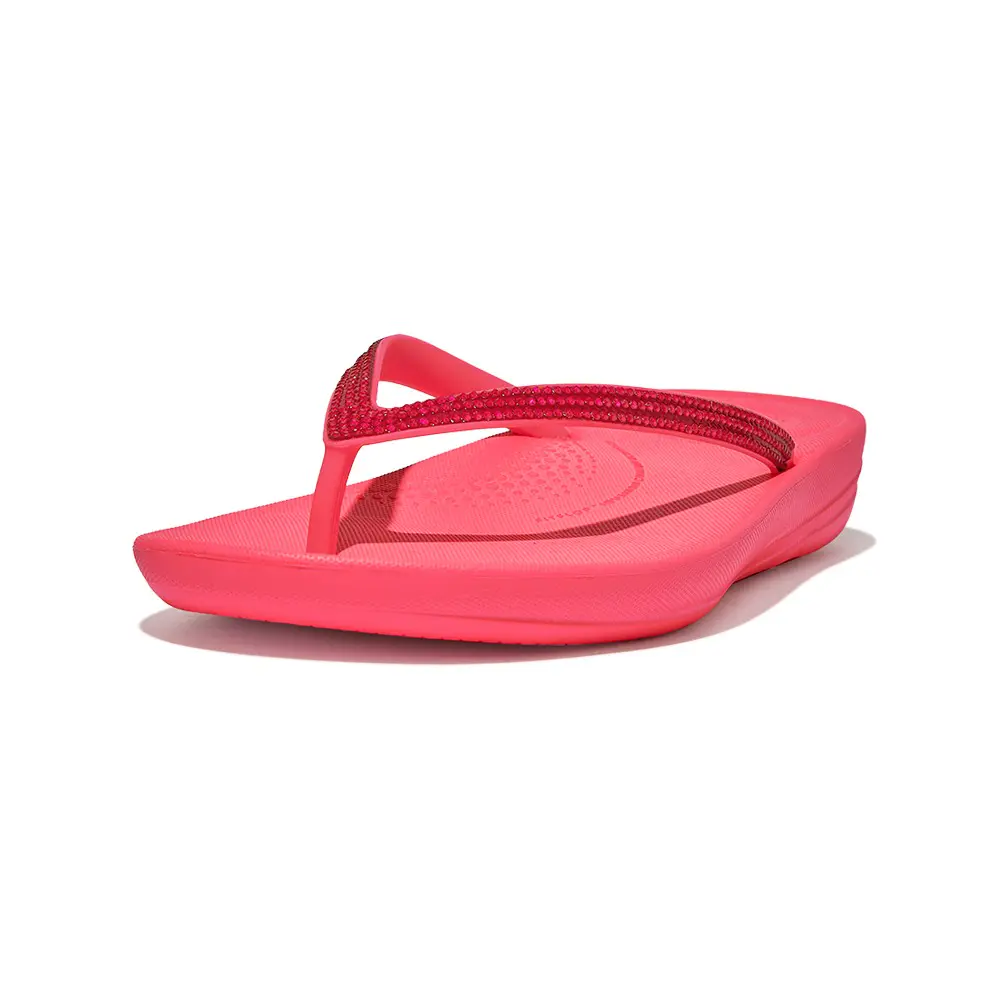 【fitflop】IQUSHION水鑽裝飾輕量人體工學夾脚涼鞋-粉色-US 6