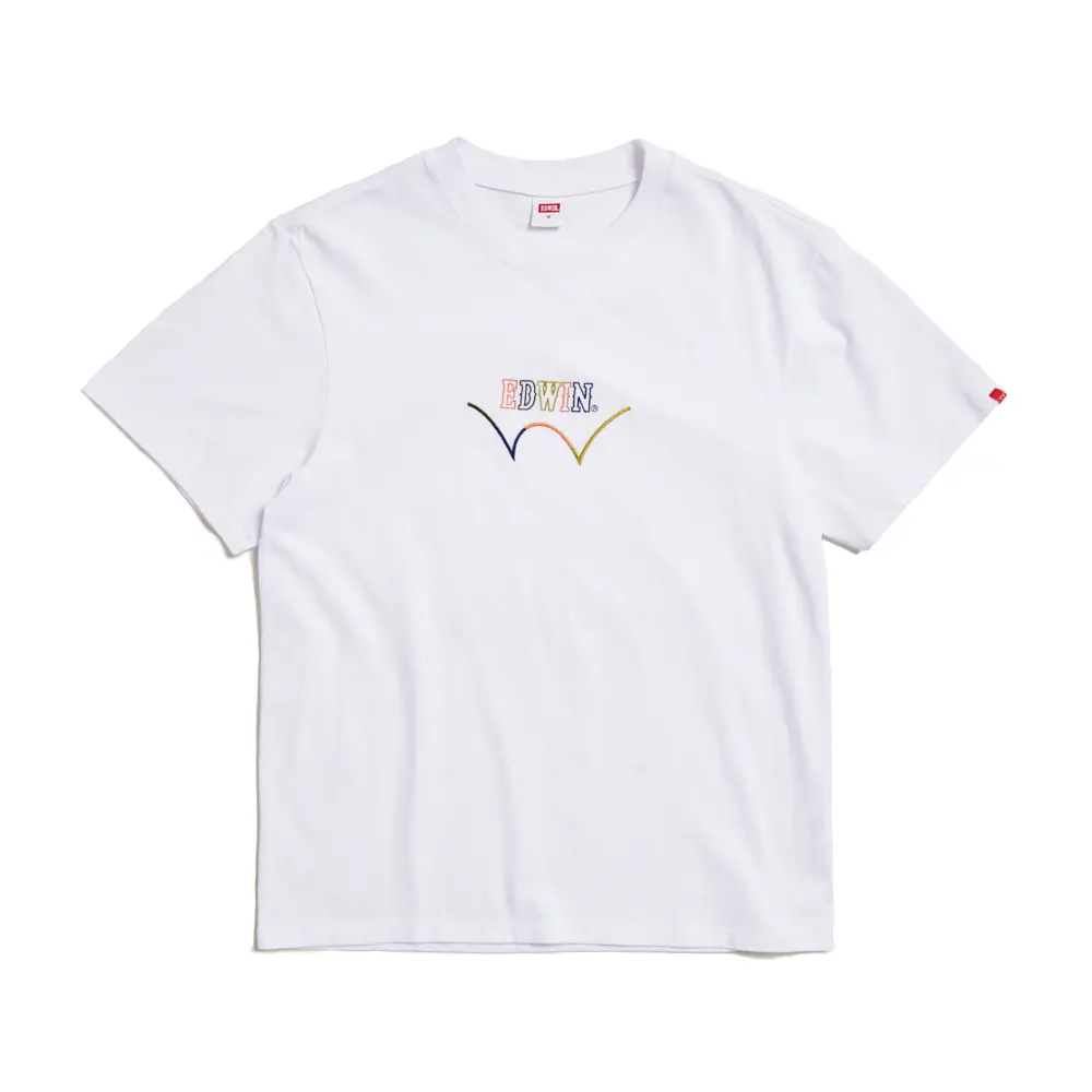 【EDWIN】男裝｜彩色印花寬版短袖T恤-白-XL