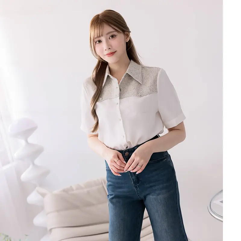 【台中店】HOME SHOP-夏日拼小香灰衣-灰色