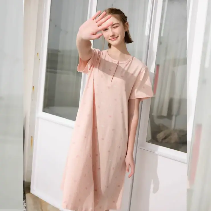 Rosemaid 羅絲美 - 貓咪花園半開釦短袖洋裝睡衣【R4602】-粉,M