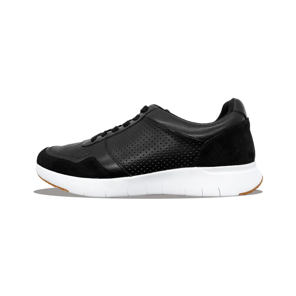 [FITFLOP]麂皮混皮革運動風繫帶休閒鞋(男)-黑色-US 9.5