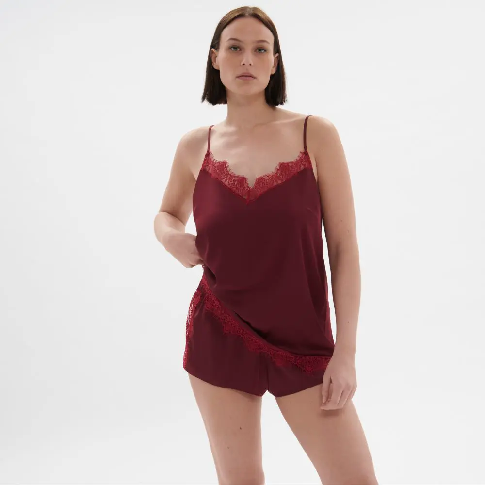 【SIMONE PÉRÈLE】SATIN SECRETS 秘密 上衣 魅惑晶紅-1