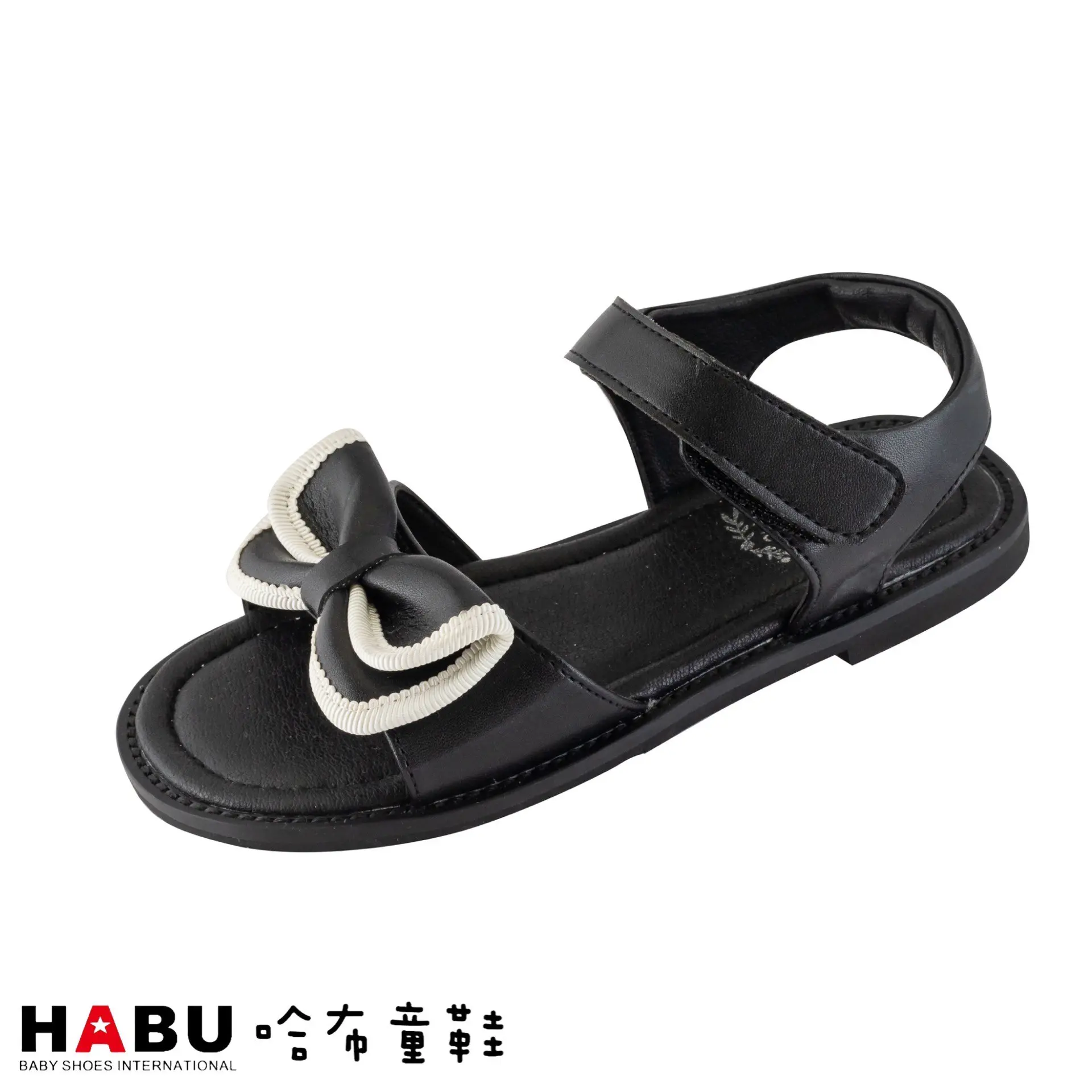 台中店-HABU-撞色蝴蝶結涼鞋(黑)-34