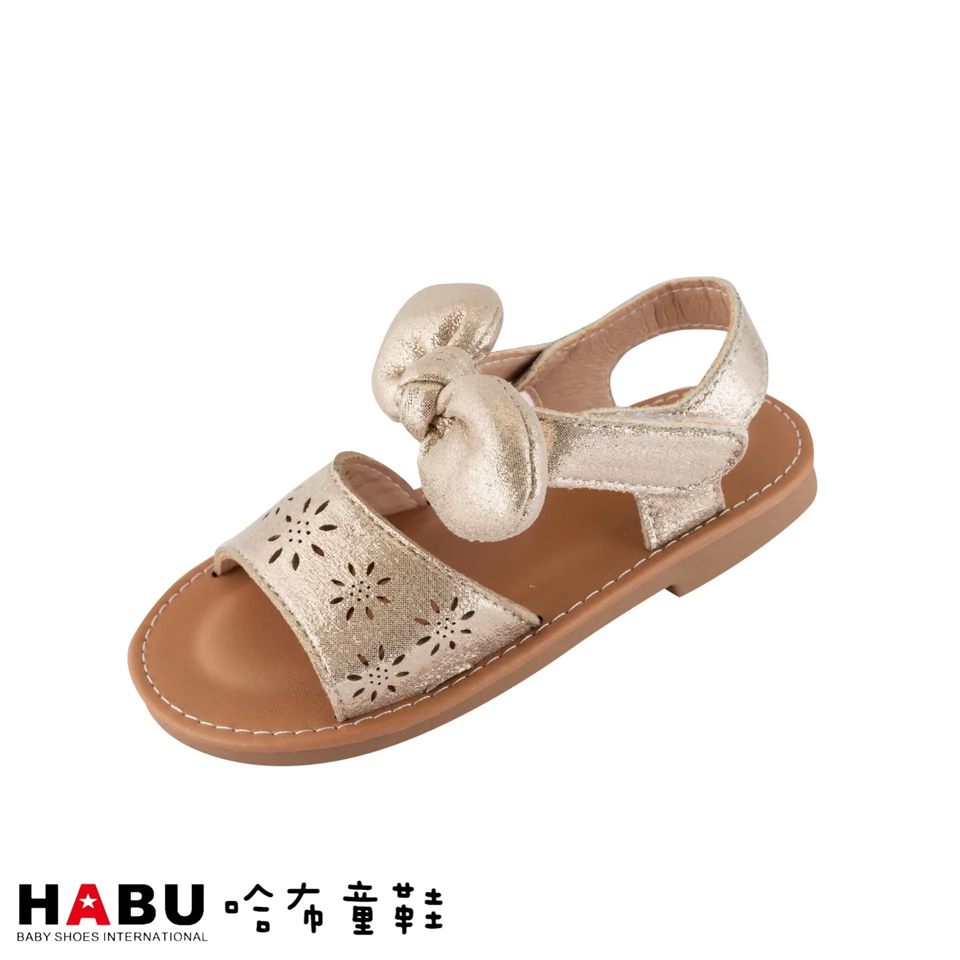 台中店-HABU-雕花金屬感蝴蝶結涼鞋(金)-26