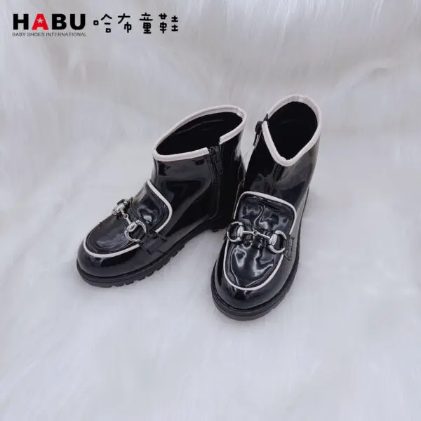 台中店-HABU-高筒樂福 漆皮踝靴(黑)-30