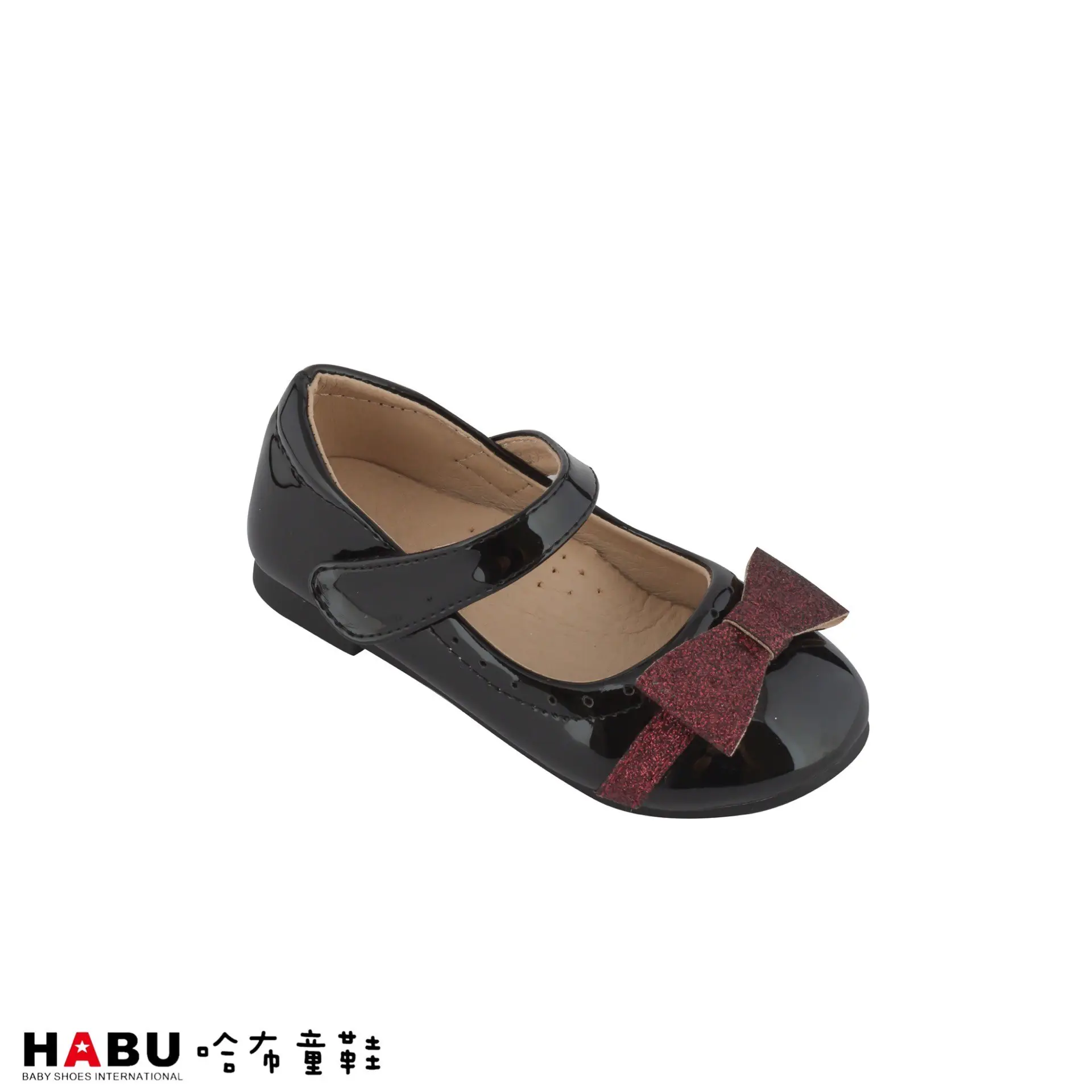 台中店-HABU-閃亮蝴蝶結漆皮公主鞋(黑)-34