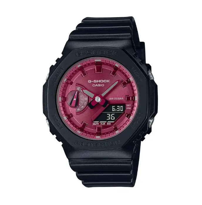 *【ERICA】CASIO G-SHOCK 優雅酒紅 八角形雙顯電子錶