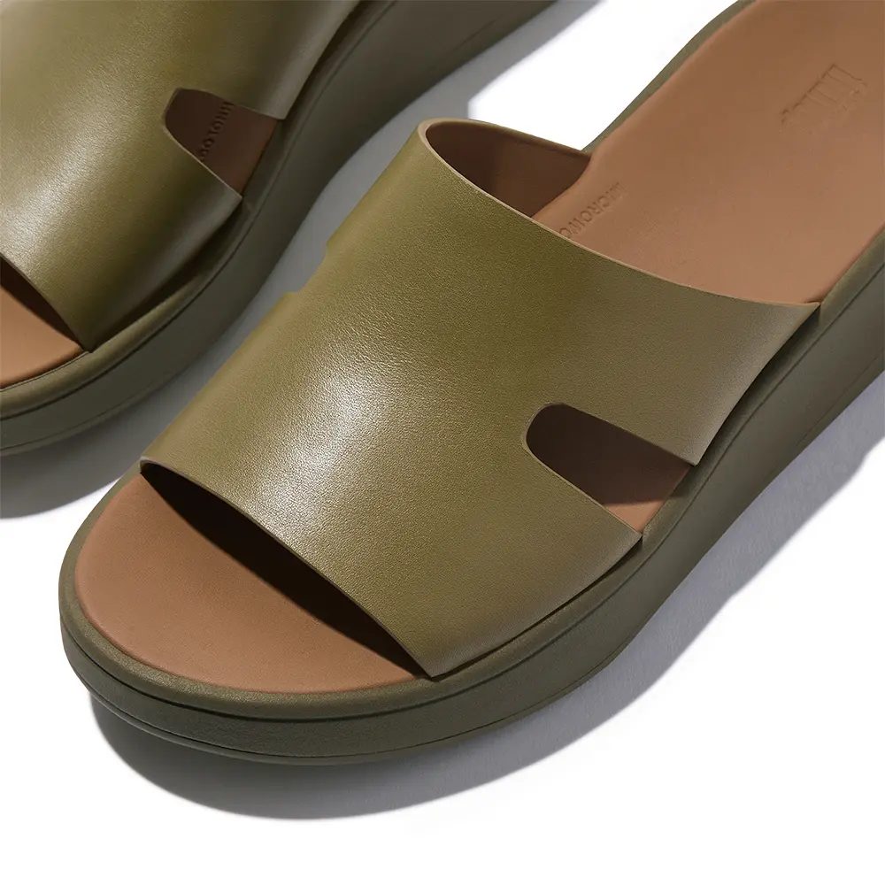 fitflop 原邊皮革厚底 H 型涼鞋-迷彩綠-US 5